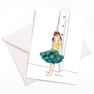 Kinderverjaardag - Handgemaakte geïllustreerde kaart met kleur kern en envelop eco vriendelijk, gelegenheidskaart, cadeaubon, verjaardag, moederdag