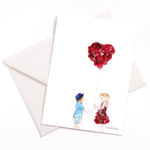 Handgemaakte geïllustreerde kaart - Kaart met color core en envelop eco vriendelijk verpakt, Occasion Card, Coupon, Verjaardag, Liefde
