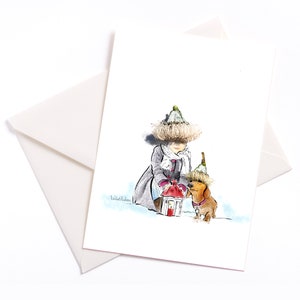 Cartolina di Natale illustrata fatta a mano "Avvento" - cartolina con anima e busta a colori, cartolina d'occasione, biglietto di auguri, cartolina di Natale