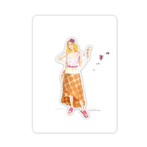 Karte mit Magnet  - Eis - handillustrierte Karte mit Figur als Magnet - Geburtstagskarte, Anlasskarte, Gutschein