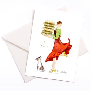Carte illustrée faite à la main , Carte d’origine , Anniversaire, Art Print, Aquarelle, Illustration, Biscuits, Amaryllis, Pâtisseries, Biscuits