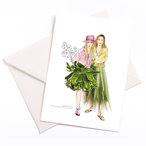 Carta illustrata "Fratelli" - carta con nucleo colorato e busta ecologica imballata, carta evento, voucher, compleanno, amore