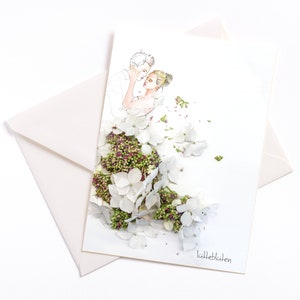 Cartão de casamento ilustrado feito à mão