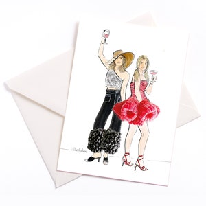 Handgeïllustreerde kaart met gekleurde kern en envelop milieuvriendelijke "BerryKiss", gelegenheidskaart, voucher, verjaardag, cocktails, feest