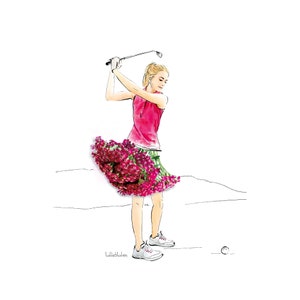 Carte illustrée à la main « Golf » - avec noyau de couleur et enveloppe, fête des mères, carte d’occasion, invitation, coupon, anniversaire, jouer au golf
