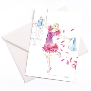 Carte illustrée faite à la main avec le noyau de couleur et l’enveloppe eco friendly, carte d’occasion, coupon, anniversaire, naissance, vente