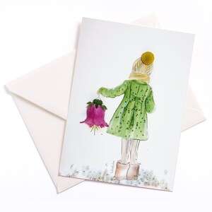 Tarjeta de Navidad ilustrada hecha a mano "Lantern" - tarjeta de ocasión, tarjeta de felicitación, tarjeta de Navidad, San Martín, desfile de linternas