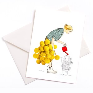 Carte illustrée faite à la main avec coeur de couleur et enveloppe respectueuse de l’environnement, carte d’occasion, bon d’anniversaire, fleurs sèches,jardin