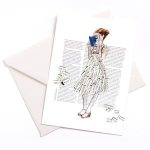 Tarjeta ilustrada hecha a mano "Pun" - con núcleo de color y sobre, tarjeta de ocasión, invitación, vale, cumpleaños, cartas