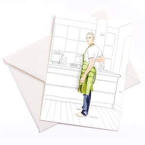 Biglietto illustrato a mano con nucleo colorato e busta ecologica "cetriolo", biglietto d'occasione, buono, compleanno, ricetta, cucina
