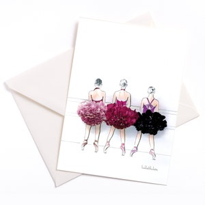 Carte illustrée faite à la main "Ballet" - carte avec âme colorée et enveloppe emballée de manière écologique, carte d'occasion, bon d'achat, anniversaire