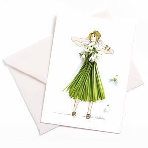 Biglietto illustrato fatto a mano "Bucaneve" - con anima colorata e busta, festa della mamma, biglietto per occasioni speciali, invito, buono, compleanno