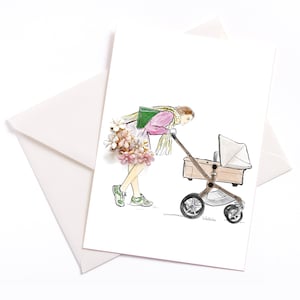 Happy Baby - Biglietto illustrato fatto a mano con anima colorata e busta ecologica, biglietto per occasioni speciali, buono, per la nascita