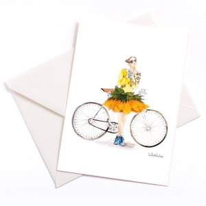 Handgemaakte geïllustreerde kaart "After the Bike Tour" - met kleur kern en envelop, gelegenheidskaart, uitnodiging, coupon, verjaardag