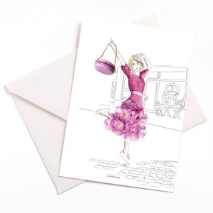 Carte illustrée faite à la main "Joyeux anniversaire" - avec noyau de couleur et enveloppe, Fête des Mères, carte d’occasion, invitation, coupon, anniversaire