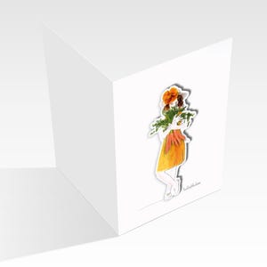 Carte pliante avec aimant/autocollant amovible pour Pâques incluant une enveloppe - Carottes sur le réfrigérateur - Illustration faite main