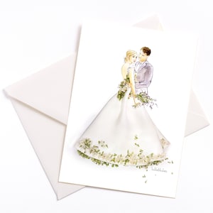 Carte illustrée faite à la main "Dream Wedding - Save the date" - carte avec noyau de couleur et enveloppe emballée de manière écologique