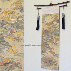 Kyoto Temples Wall Hanging Japanese Obi Silk Tapestry