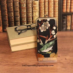 Eyeglass Case Japanese Obi Fabric Bird Plum Blossoms
