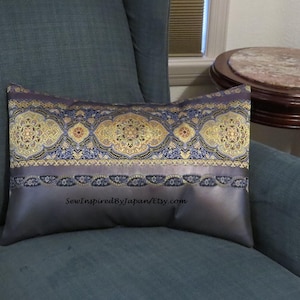 Clearance Japanese Obi Pillow Cover Lavender Medallion 12 x 18