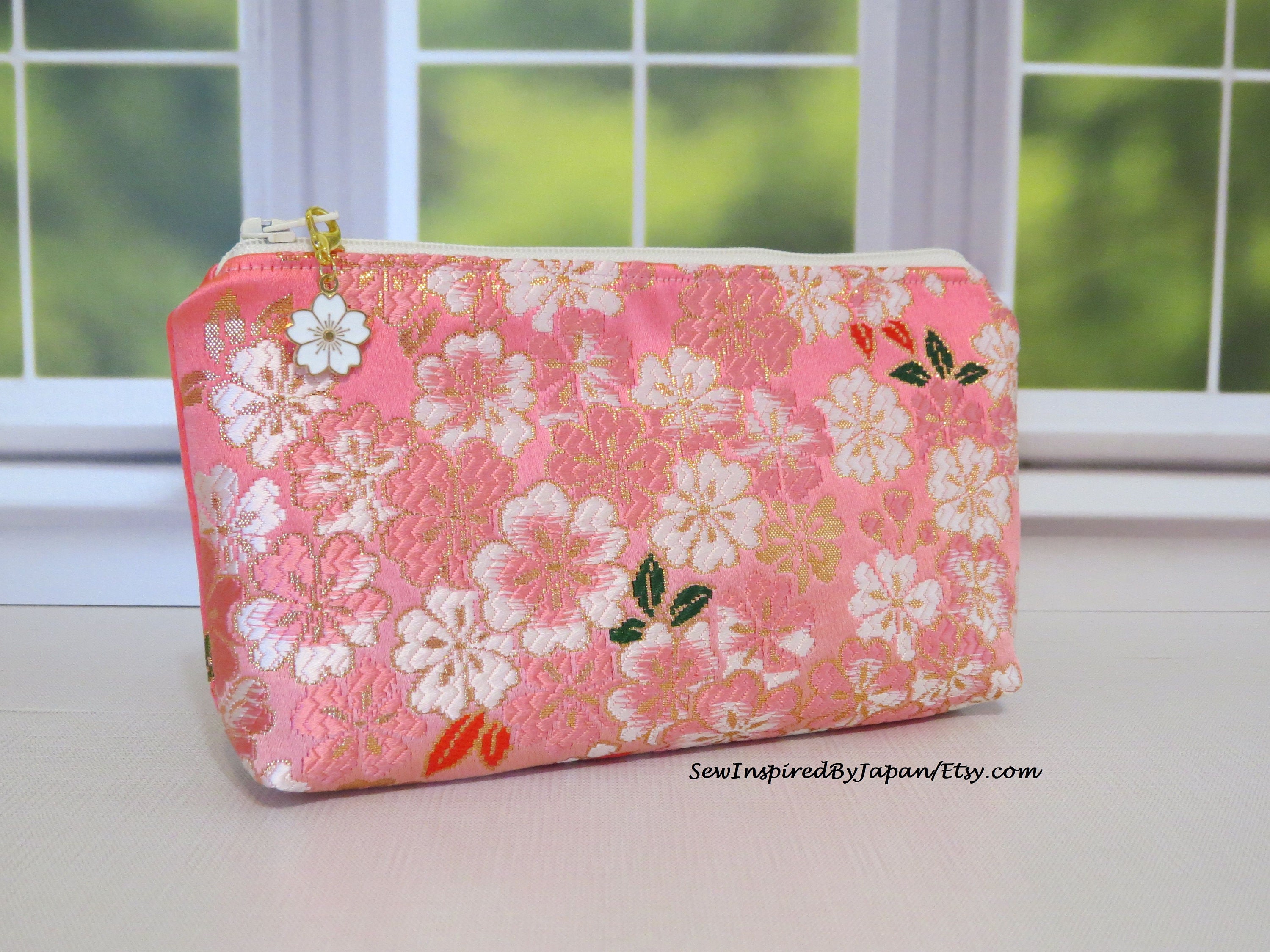 Pink Zippered Bag Japanese Uchikake Cherry Blossoms 4
