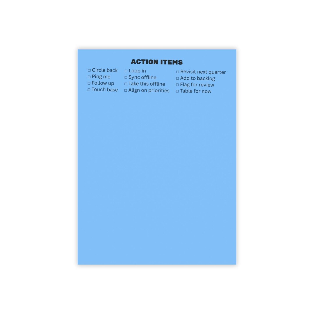 Action Items Post-it Note Pads | Blue Checklist Sticky Notes - Etsy