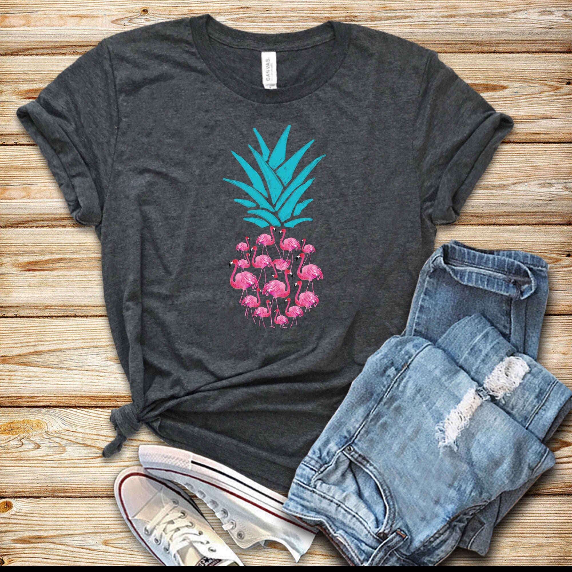 Flamingo Pineapple Shirt Flamingo Shirt Pineapple Decor Etsy