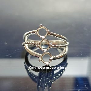 Sterling Silver Three Stone Semi Mount Ring: 5MM Prong Setting