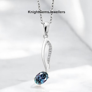Delicate Alexandrite Necklace Infinity Style Pendant Dainty Color Change June Birthstone Pendant Personalized Anniversary gifts For Women&#39;s