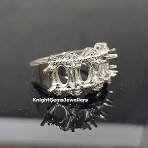 Without Main Stone Ring, 7X5MM Oval Semi Mount Ring, Unique Ring, 925 Sterling Silver Ring, Prong Setting Ring, Wedding Ring