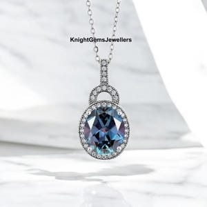 Dainty Alexandrite Pendant in 925 Sterling Silver June Birthstone Magical Color Change Alexandrite Necklace Infinity Forever Style Jewelry