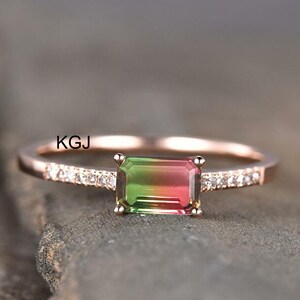 Tourmaline Ring, Watermelon Tourmaline Ring, 925 Sterling Silver With 18k Rose Gold Plated Ring, Tourmaline Doublet Quartz Ring, Women Ring