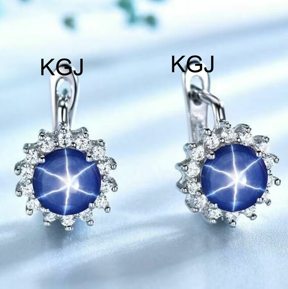 Blue Lindy Star Earrings in 925 Sterling Silver Dainty Blue Star