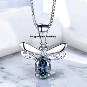 Beautiful Butterfly Alexandrite Necklace Color Changing June Birthstone Necklace In 925 Sterling Silver Personalized Gift For Her Jewelry