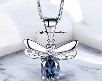 Beautiful Butterfly Alexandrite Necklace Color Changing June Birthstone Necklace In 925 Sterling Silver Personalized Gift For Her Jewelry