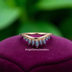 Marquise Alexandrite-ring: champagne-edelsteen, sterlingzilveren Eternity-band