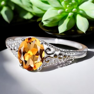 Yellow Topaz Ring November Birthstone Ring Golden Topaz Ring Topaz Engagement Ring Women Topaz Ring Oval Cut Ring Daily Wear Ring