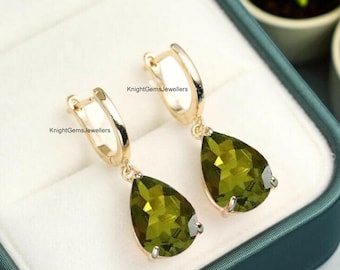 Teardrop Zultanite Earrings, Color Changing Gemstone, 14k Rose Gold Latch Back Studs