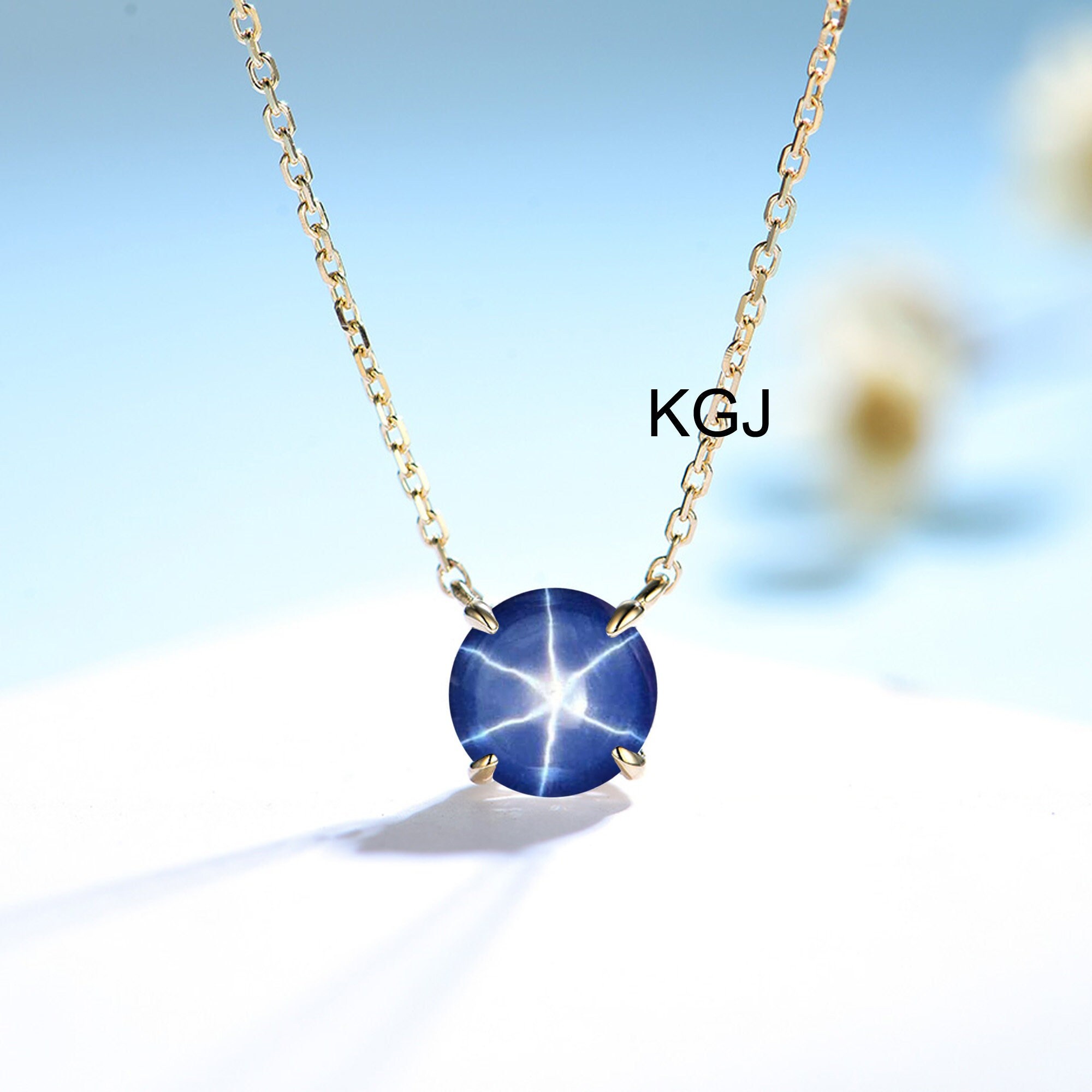 Lindy Star Pendant Blue Star Sapphire Pendant in 925 Sterling