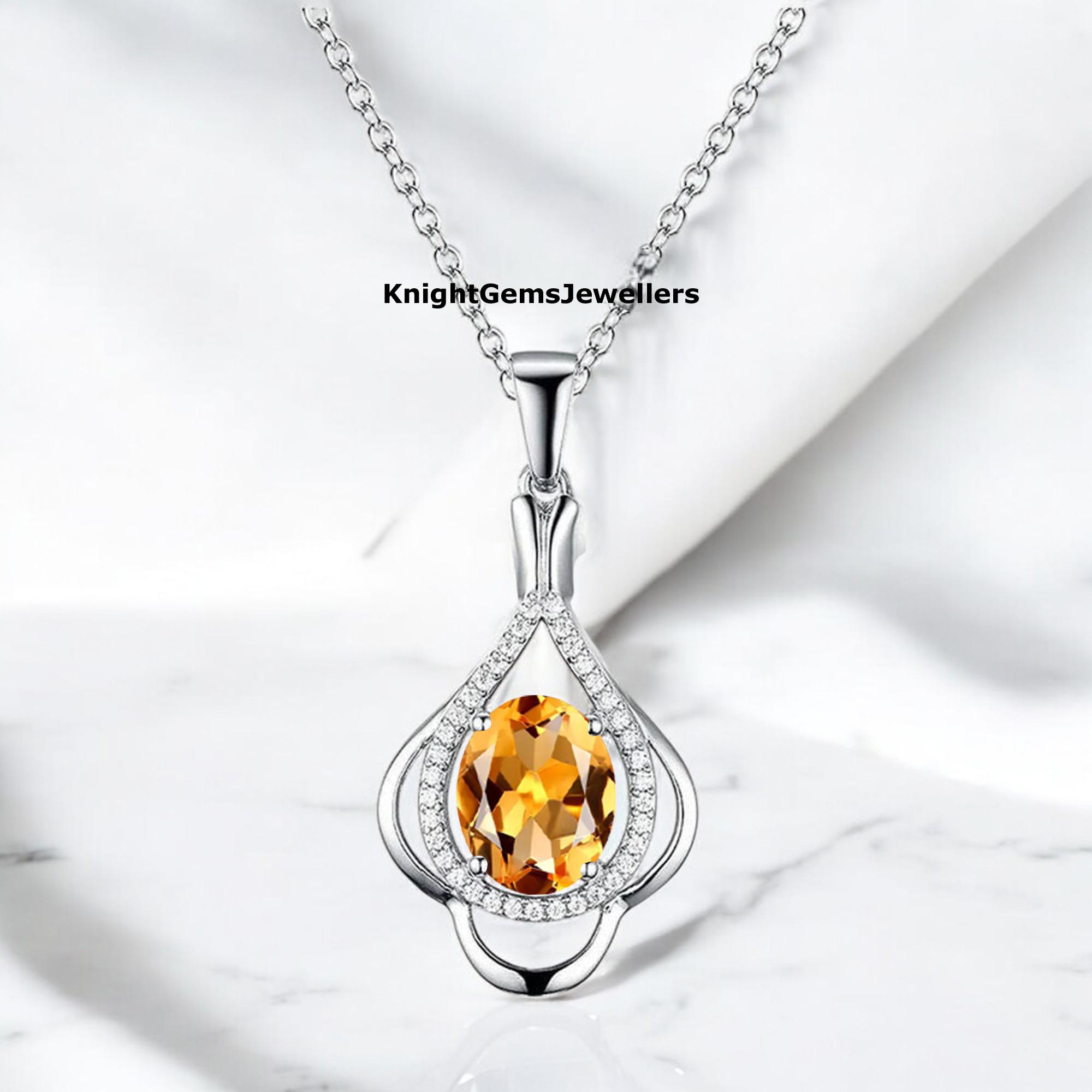 Yellow Topaz Pendant, Golden Topaz Necklace, Natural Yellow Topaz