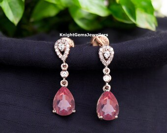 Teardrop Zultanite Earrings, Color Change Zultanite Gemstone Studs For Women, 14k Rose Gold Jewelry