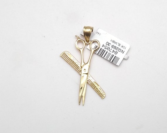 10k gold Barber scissors pendant