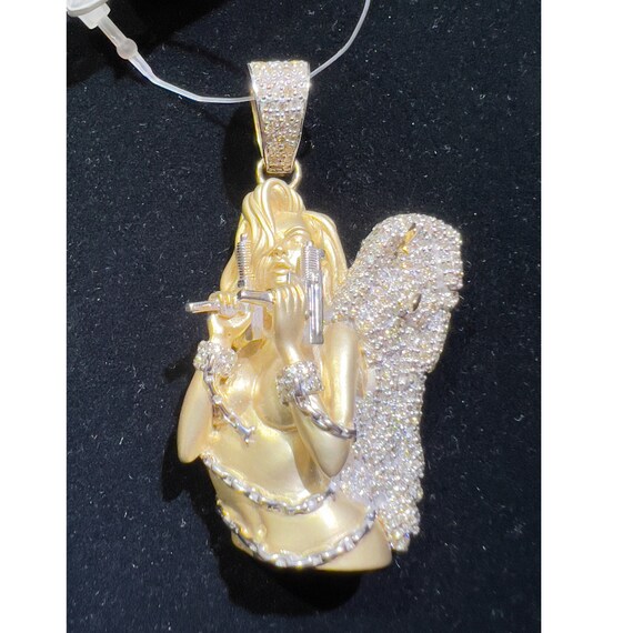10K Custom Women Fallen Angle Diamond Pendant - Hand Made - Custom Jewelry