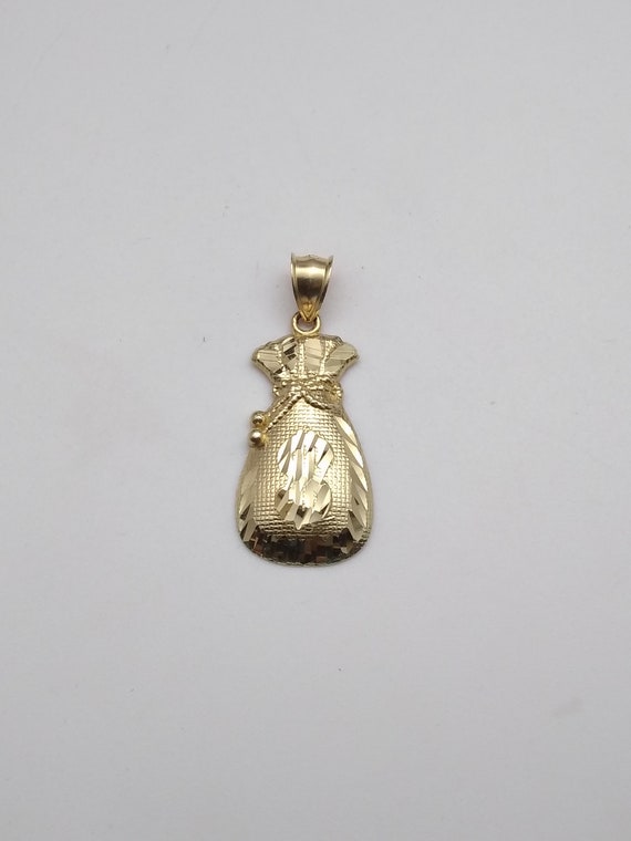 10k gold money bag pendant