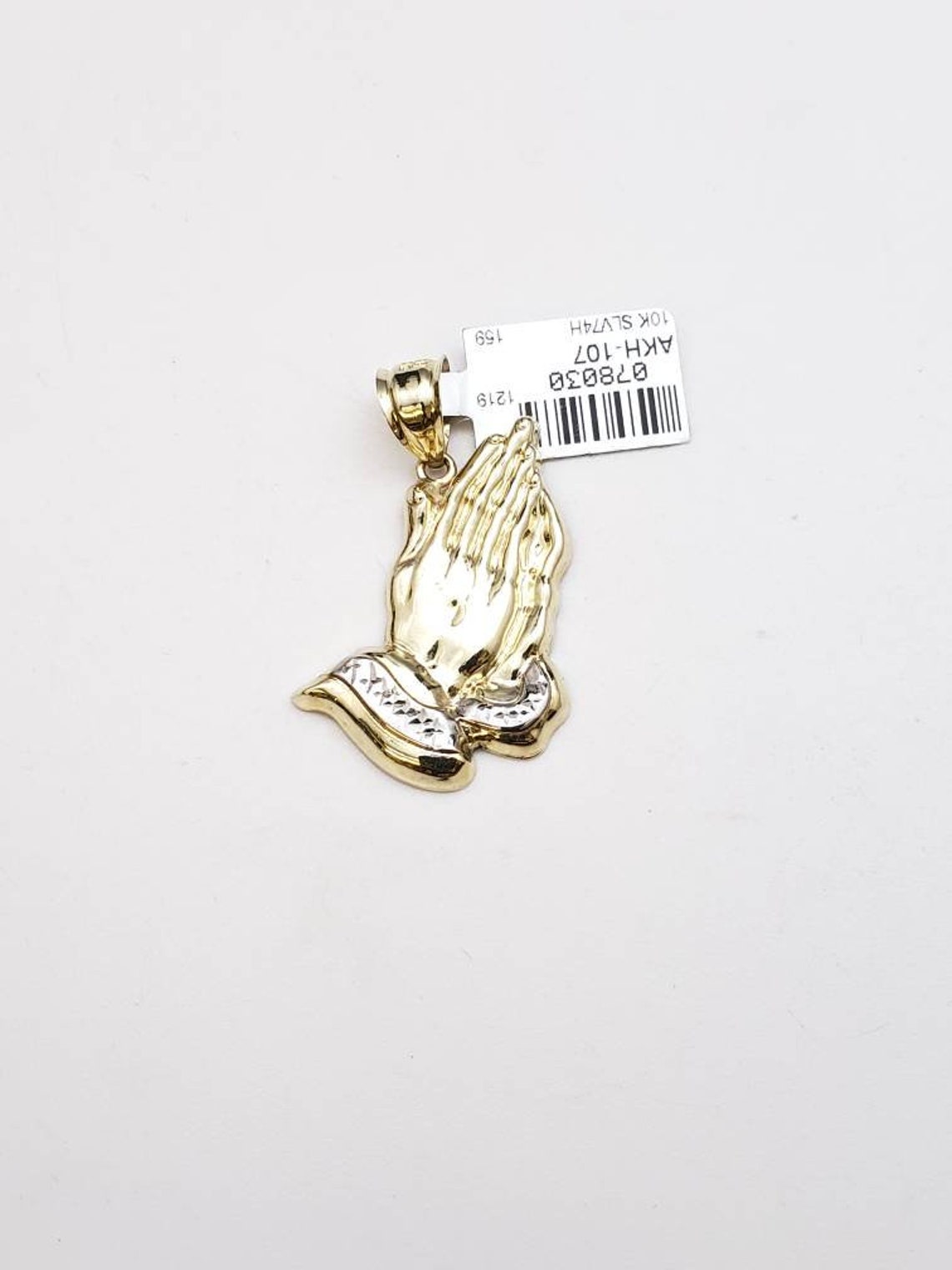 10k gold praying hand pendant Etsy