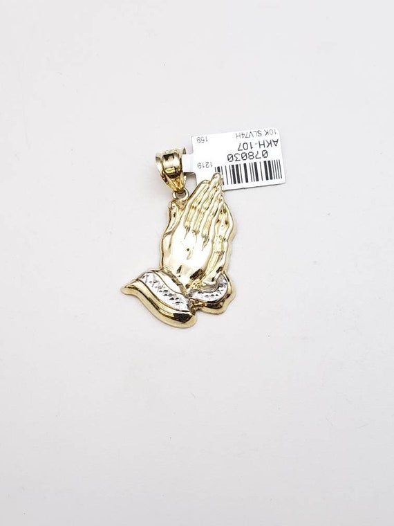 10k gold praying hand pendant