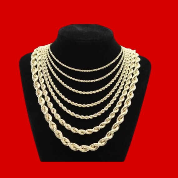 10k Gold Rope Chain / Necklace 2.5mm 3.5mm 4mm 5mm 6mm 7mm 8mm 16-26 inches. Men / Women