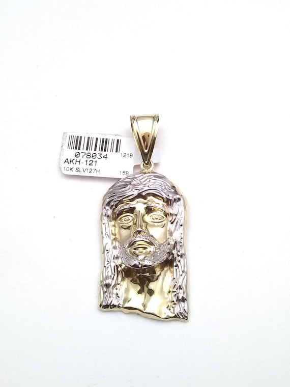 10k two-tone yellow and white gold Jesus pendant