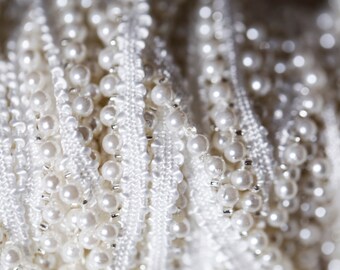 Lily 1.25/" Elegant Bridal Floral Beaded Pearl Trim Sewing Wedding by Yardage