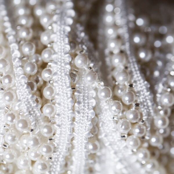 Beaded White Trim, 10mm trim, Elegant beaded trim, Beautiful Bridal trim, Vintage style trim, Bridal Wear Embellishment, White Bridal Trim.